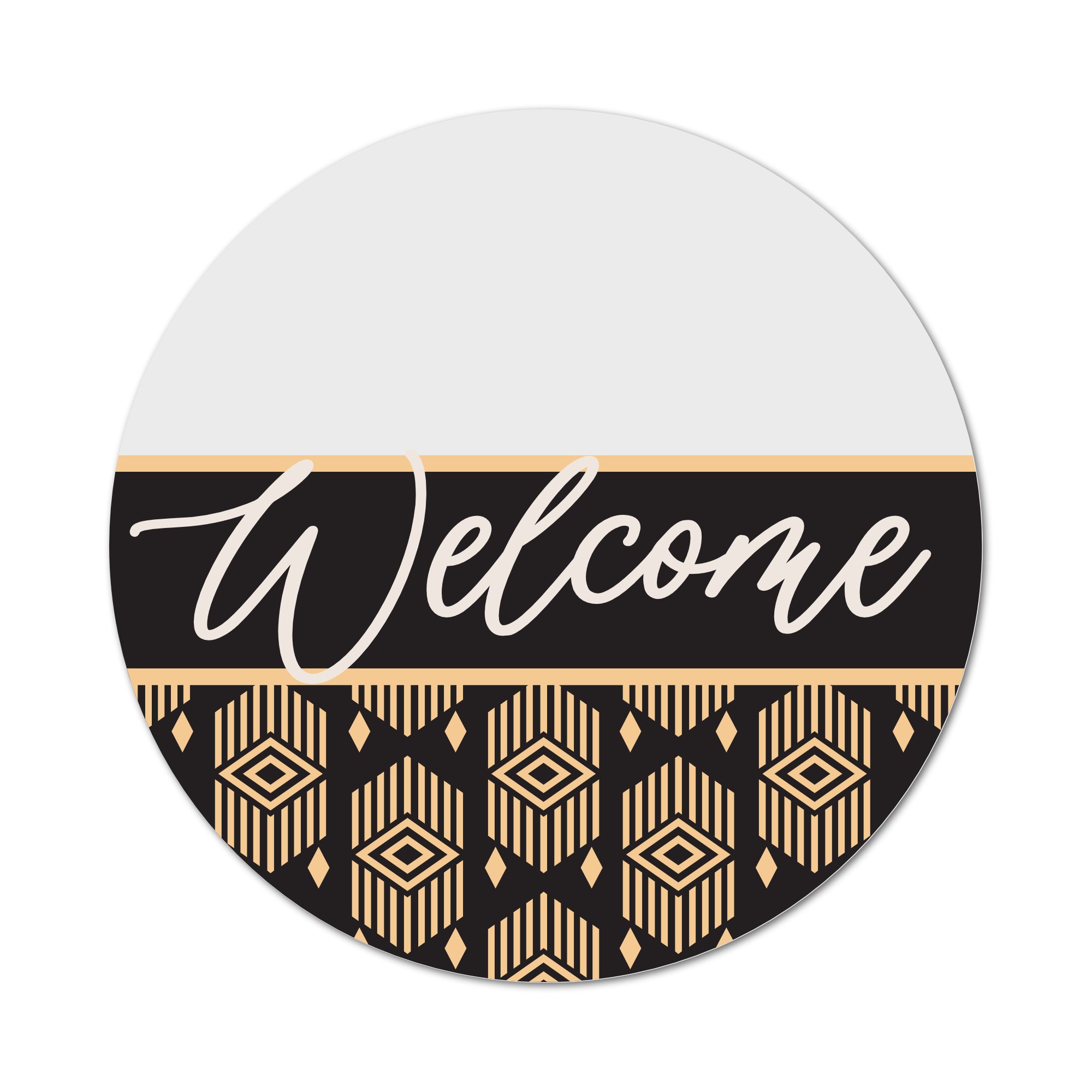 ASWI018 - Welcome Black and Gold BOHO Aluminum Wreath Sign Insert