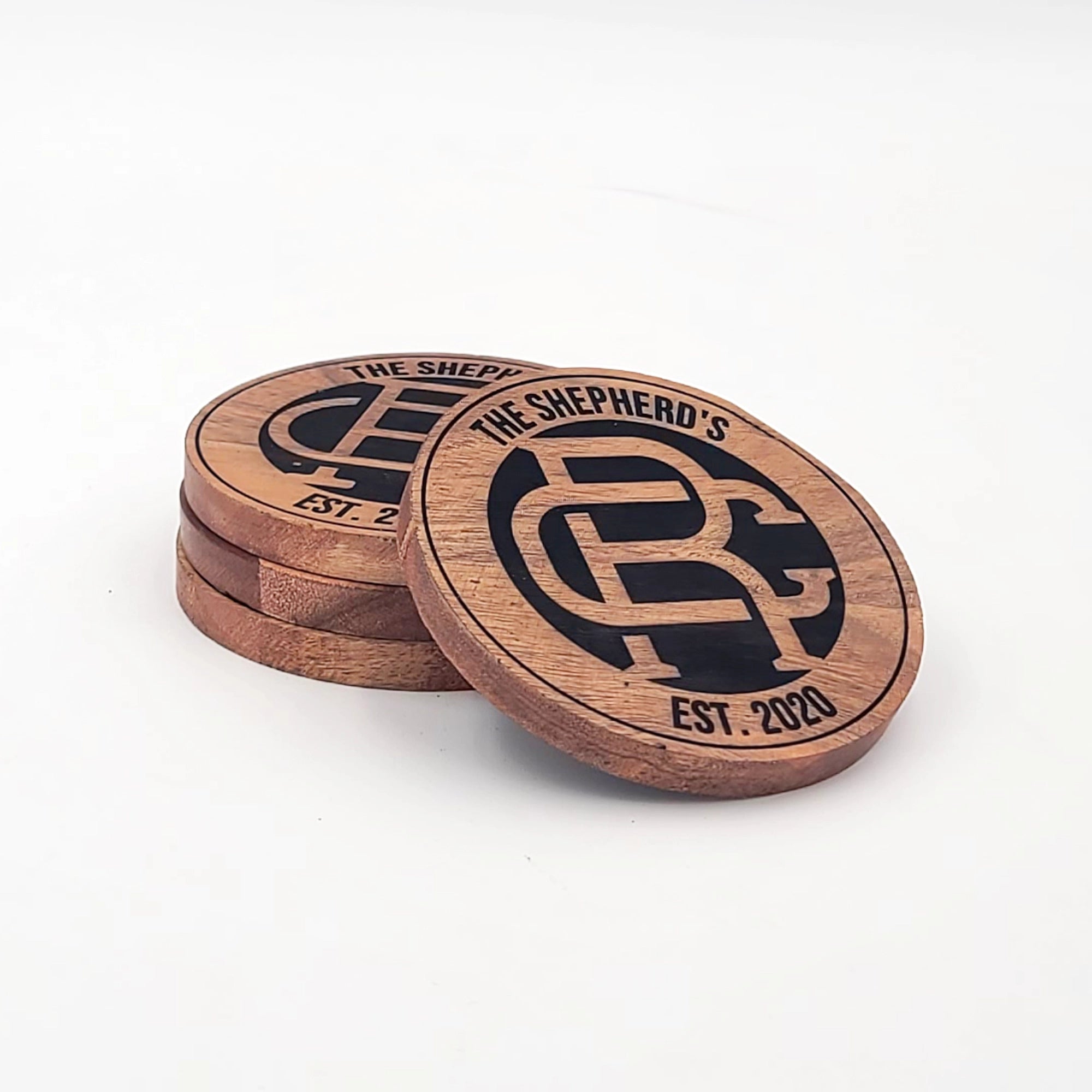 Monogram Acacia Wooden Coaster - HC001