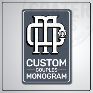 Custom Couples Monogram Aluminum Sign | AMS002 - 8’’x12’’ / Gray - Monogram Signs