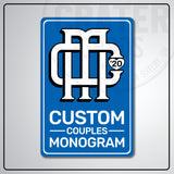 Custom Couples Monogram Aluminum Sign | AMS002 - 8’’x12’’ / Light Blue - Monogram Signs