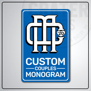 Custom Couples Monogram Aluminum Sign | AMS002 - 8’’x12’’ / Light Blue - Monogram Signs