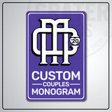 Custom Couples Monogram Aluminum Sign | AMS002 - 8’’x12’’ / Purple - Monogram Signs