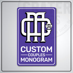 Custom Couples Monogram Aluminum Sign | AMS002 - 8’’x12’’ / Purple - Monogram Signs