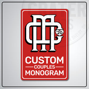 Custom Couples Monogram Aluminum Sign | AMS002 - 8’’x12’’ / Red - Monogram Signs