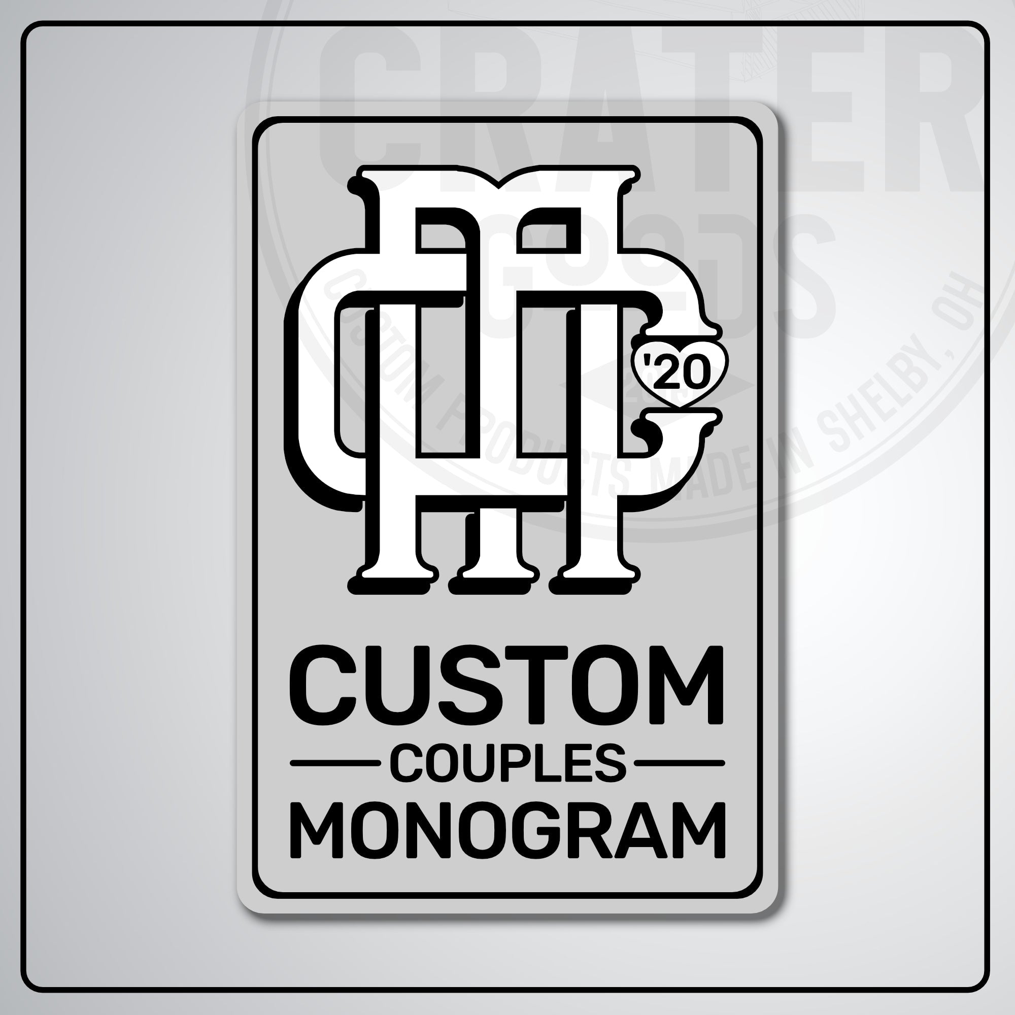 Custom Couples Monogram Aluminum Sign | AMS002 - 8’’x12’’ / Silver - Monogram Signs