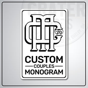 Custom Couples Monogram Aluminum Sign | AMS002 - 8’’x12’’ / White - Monogram Signs