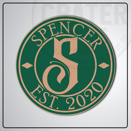 Custom Indoor Monogram Sign - PPW002 - 13 / Green - Monogram Signs