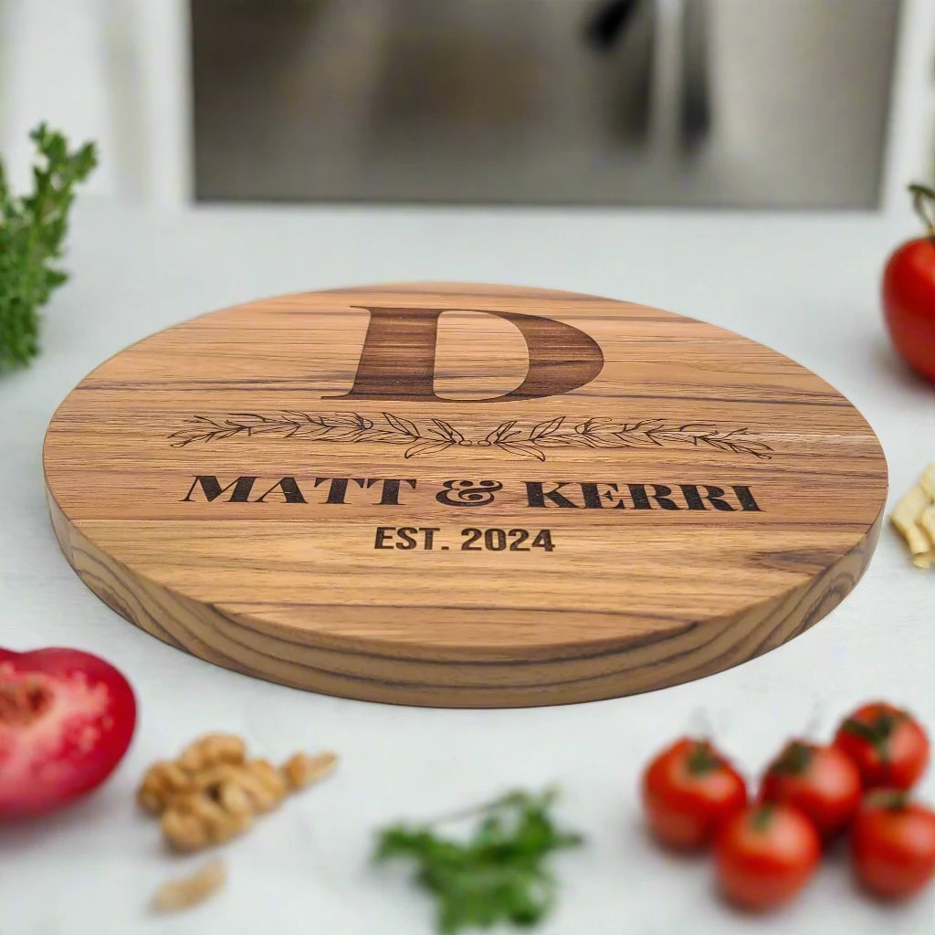 Personalized Round Teak Cutting Board for Kitchen Enthusiasts - CB001