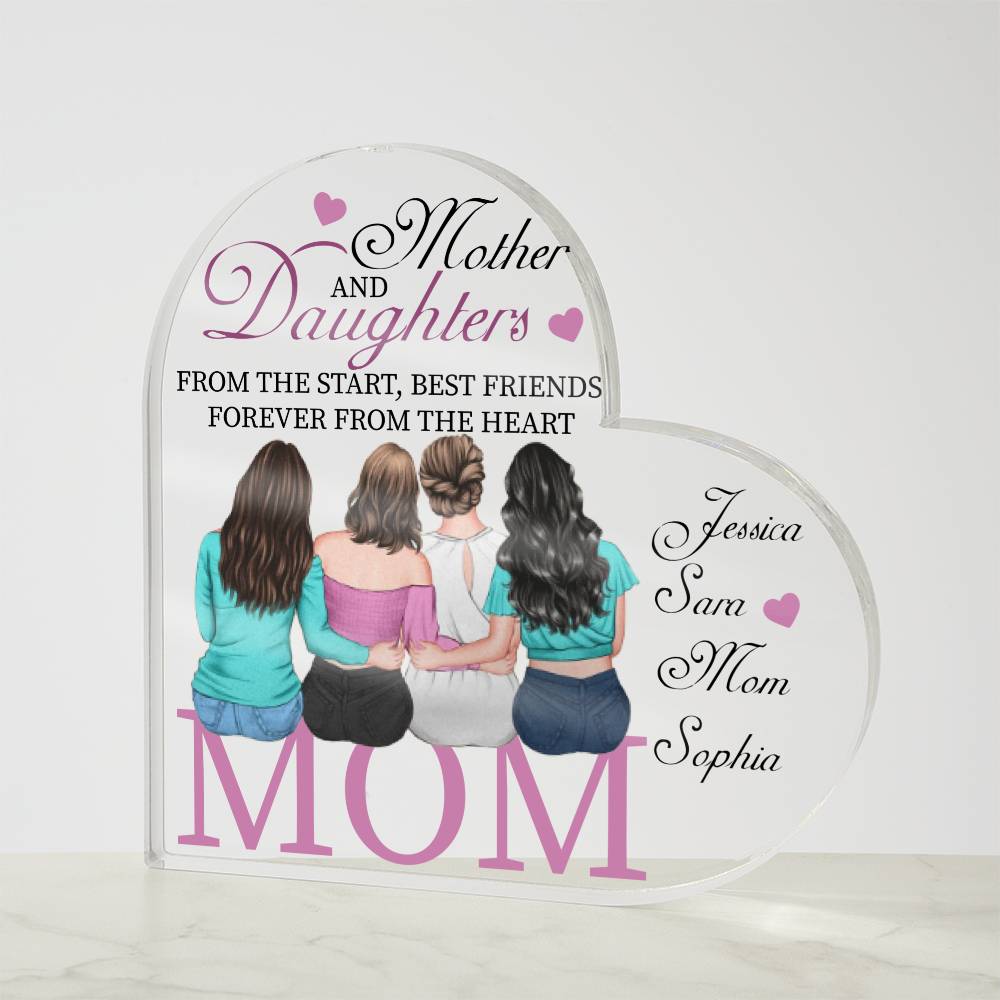 Mother and Daughters Acrylic Heart Plaque - AHP001 - Jewelry