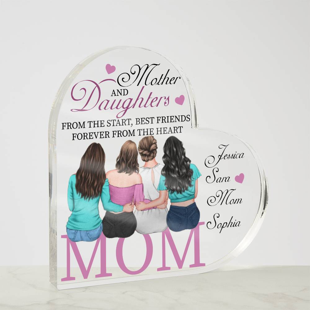 Mother and Daughters Acrylic Heart Plaque - AHP001 - Jewelry