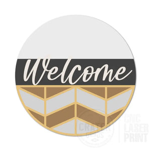 ASWI009 - Welcome Minimal Waves Aluminum Wreath Sign Insert - Wreath Sign Inserts