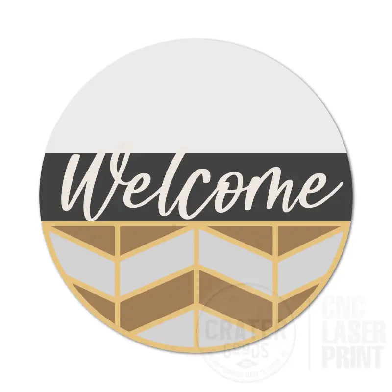 ASWI009 - Welcome Minimal Waves Aluminum Wreath Sign Insert - Wreath Sign Inserts