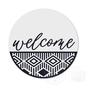 ASWI010 - Welcome BOHO Geometric Aluminum Wreath Sign Insert - Wreath Sign Inserts