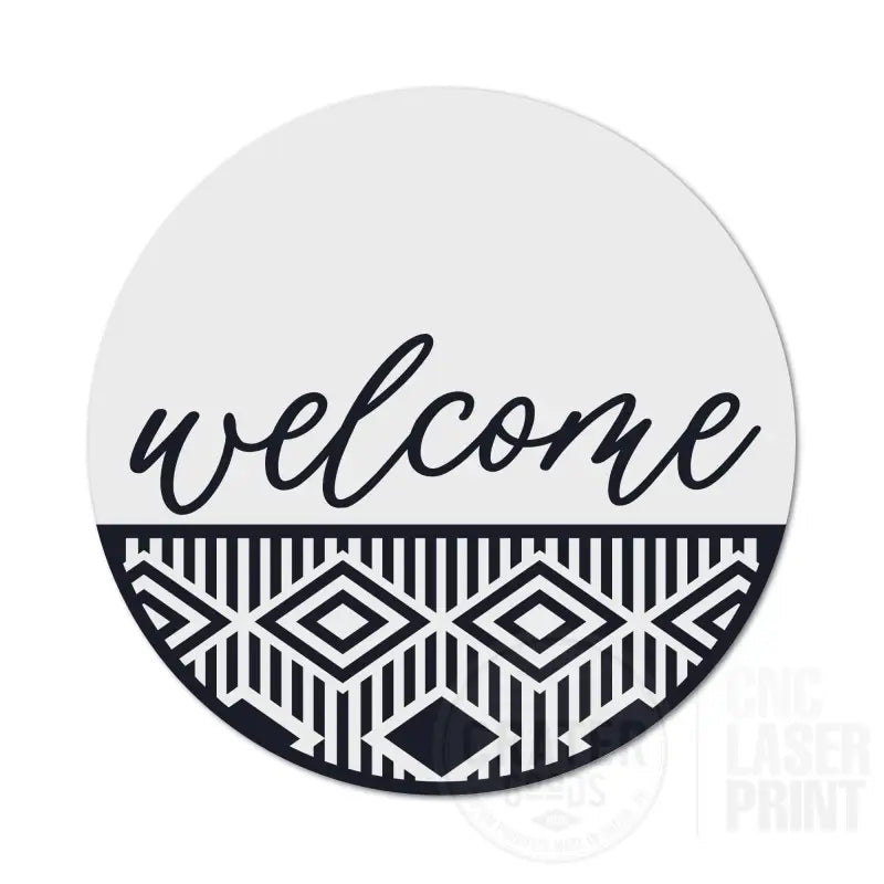 ASWI010 - Welcome BOHO Geometric Aluminum Wreath Sign Insert - Wreath Sign Inserts