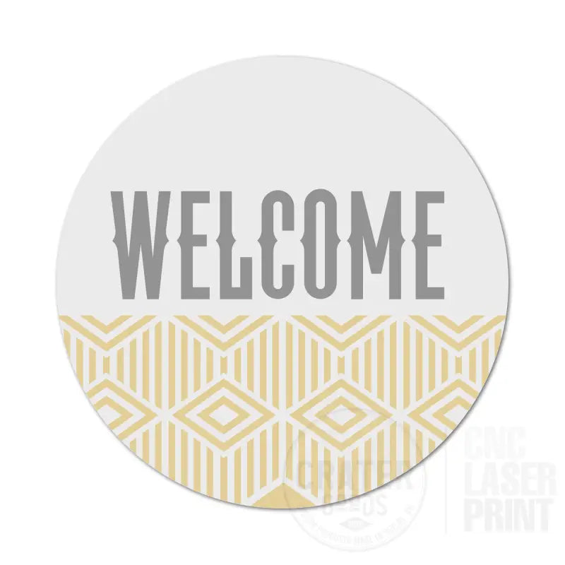 ASWI013 - Welcome Half Pattern BOHO Aluminum Wreath Sign Insert - Wreath Sign Inserts