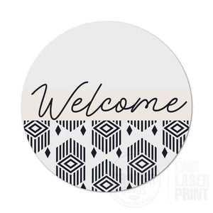 ASWI014 - Welcome Eagle BOHO Geometric Aluminum Wreath Sign Insert - Wreath Sign Inserts