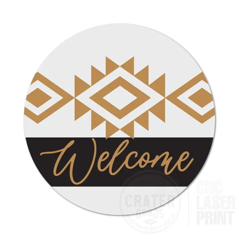 ASWI019 - Home Welcome Gold BOHO Aluminum Wreath Sign Insert - Wreath Sign Inserts