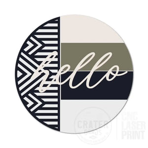 ASWI022 - Hello Modern BOHO Aluminum Wreath Sign Insert - Wreath Sign Inserts