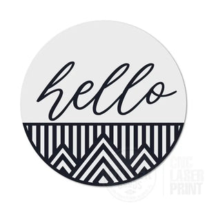 ASWI023 - Hello Minimal Mountains BOHO Aluminum Wreath Sign Insert - Wreath Sign Inserts