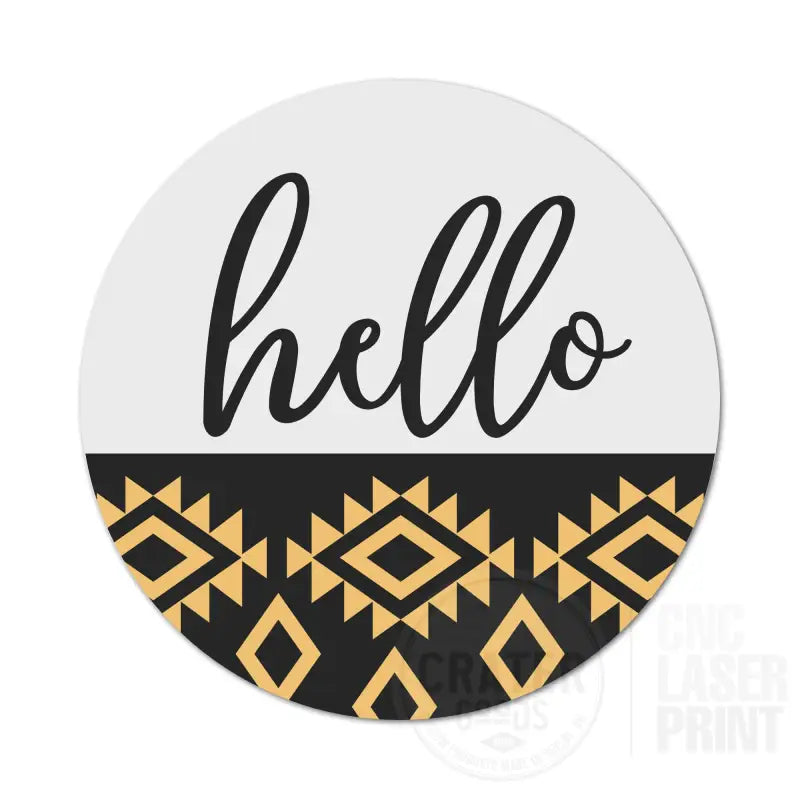 ASWI024 - Hello Sunflowers BOHO Geometric Aluminum Wreath Sign Insert - Wreath Sign Inserts