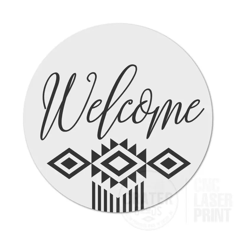 ASWI027 - Welcome BOHO Geometric Aluminum Wreath Sign Insert - Wreath Sign Inserts