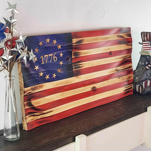 BR 1776 Wood Flag (Wavy) - Premium Wooden American Flag from Crater Goods - Just $38.99! Shop now at Crater Goods