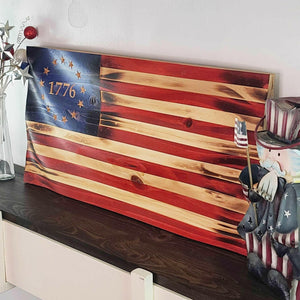 BR 1776 Wood Flag (Wavy) - Premium Wooden American Flag from Crater Goods - Just $38.99! Shop now at Crater Goods