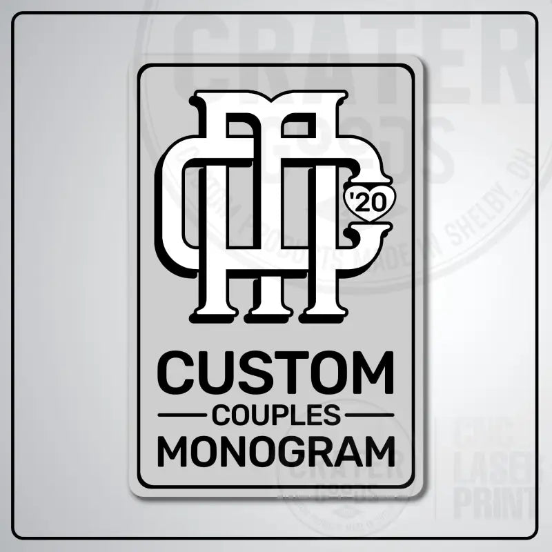 Custom Couples Monogram Aluminum Sign | AMS002 - 8’’x12’’ / Silver - Monogram Signs