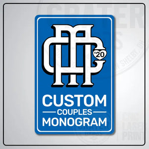 Custom Couples Monogram Aluminum Sign | AMS002 - 8’’x12’’ / Light Blue - Monogram Signs