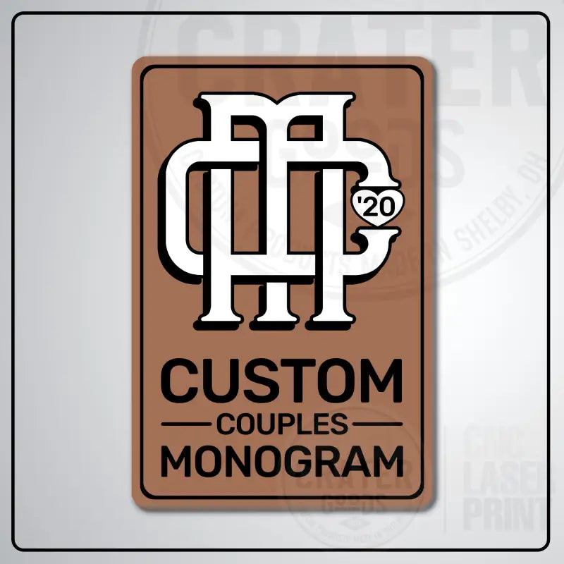 Custom Couples Monogram Aluminum Sign | AMS002 - 8’’x12’’ / Copper - Monogram Signs