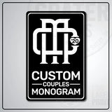 Custom Couples Monogram Aluminum Sign | AMS002 - 8’’x12’’ / Black - Monogram Signs