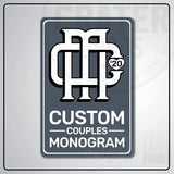 Custom Couples Monogram Aluminum Sign | AMS002 - 8’’x12’’ / Gray - Monogram Signs