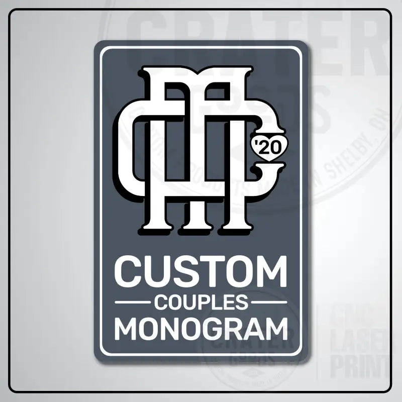 Custom Couples Monogram Aluminum Sign | AMS002 - 8’’x12’’ / Gray - Monogram Signs