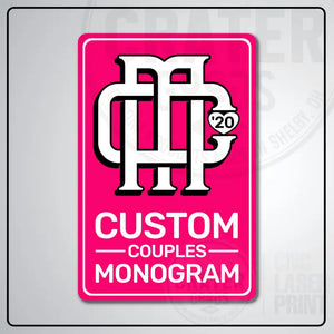 Custom Couples Monogram Aluminum Sign | AMS002 - 8’’x12’’ / Pink - Monogram Signs