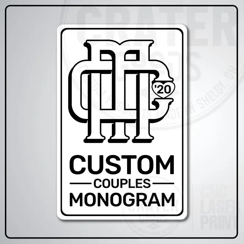 Custom Couples Monogram Aluminum Sign | AMS002 - 8’’x12’’ / White - Monogram Signs