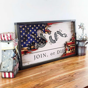 Join or Die Wood Flag (Layered) - Premium Wooden American Flag from Crater Goods - Just $79.99! Shop now at Crater Goods