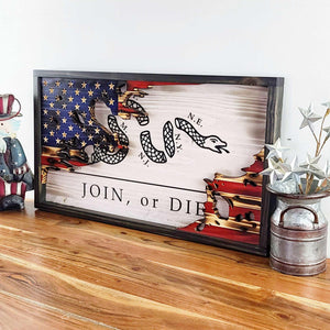 Join or Die Wood Flag (Layered) - Premium Wooden American Flag from Crater Goods - Just $79.99! Shop now at Crater Goods