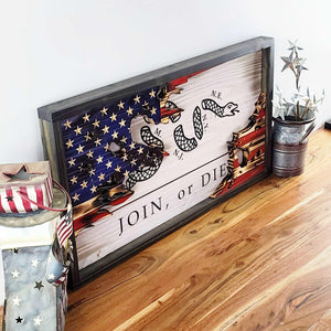 Join or Die Wood Flag (Layered) - Premium Wooden American Flag from Crater Goods - Just $79.99! Shop now at Crater Goods