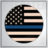 Wooden American Flag Challenge Coin Holder | SWCC001 - 13’’ x 24’’ / Thin Blue Line - Carved Coin Holders