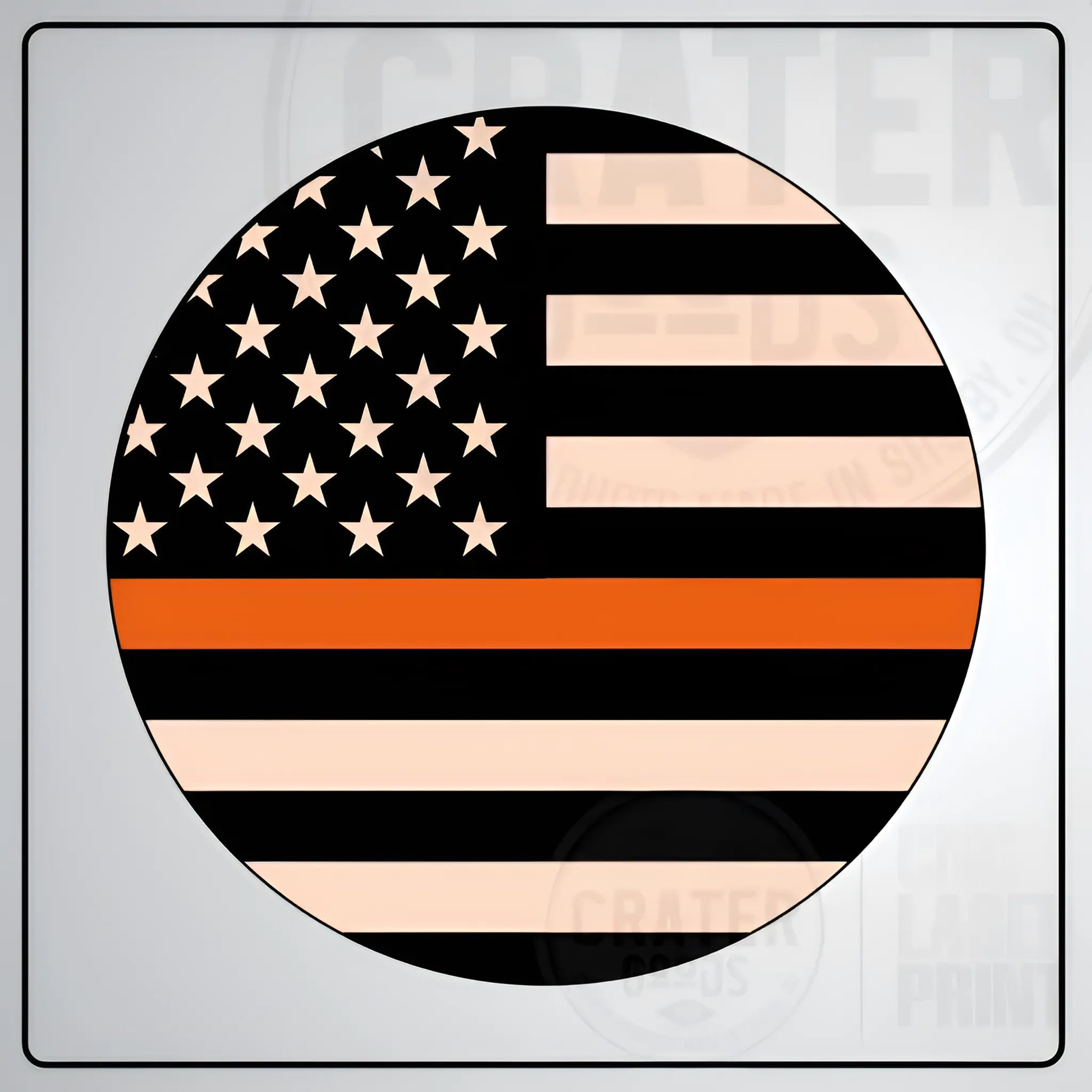 Wooden American Flag Challenge Coin Holder | SWCC001 - 13’’ x 24’’ / Thin Orange Line - Carved Coin Holders