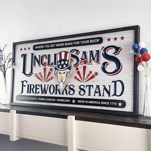 Uncle Sam's Fireworks Stand - Premium Wood Patriotic Sign from Crater Goods - Just $149.99! Shop now at Crater Goods