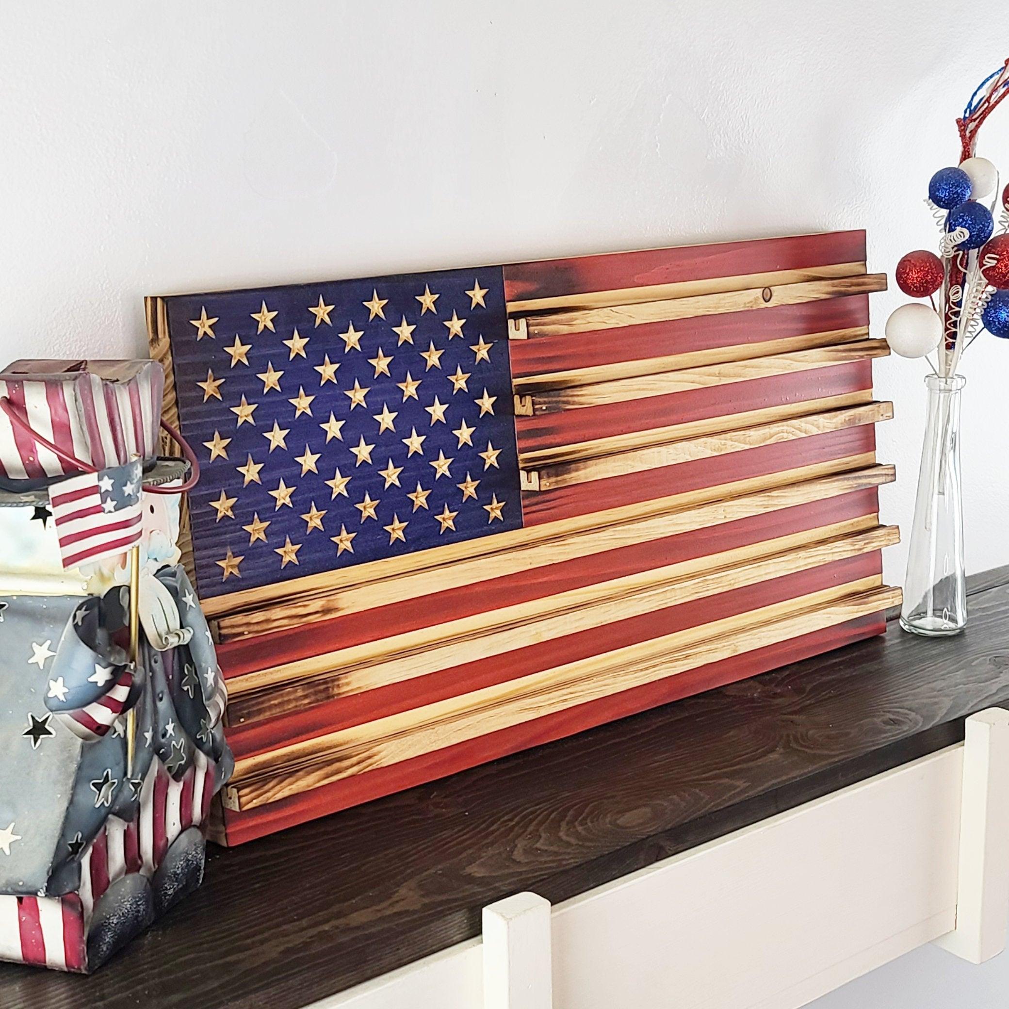 Wood Flag Challenge Coin Holder - Premium Wooden American Flag from Crater Goods - Just $129.99! Shop now at Crater Goods