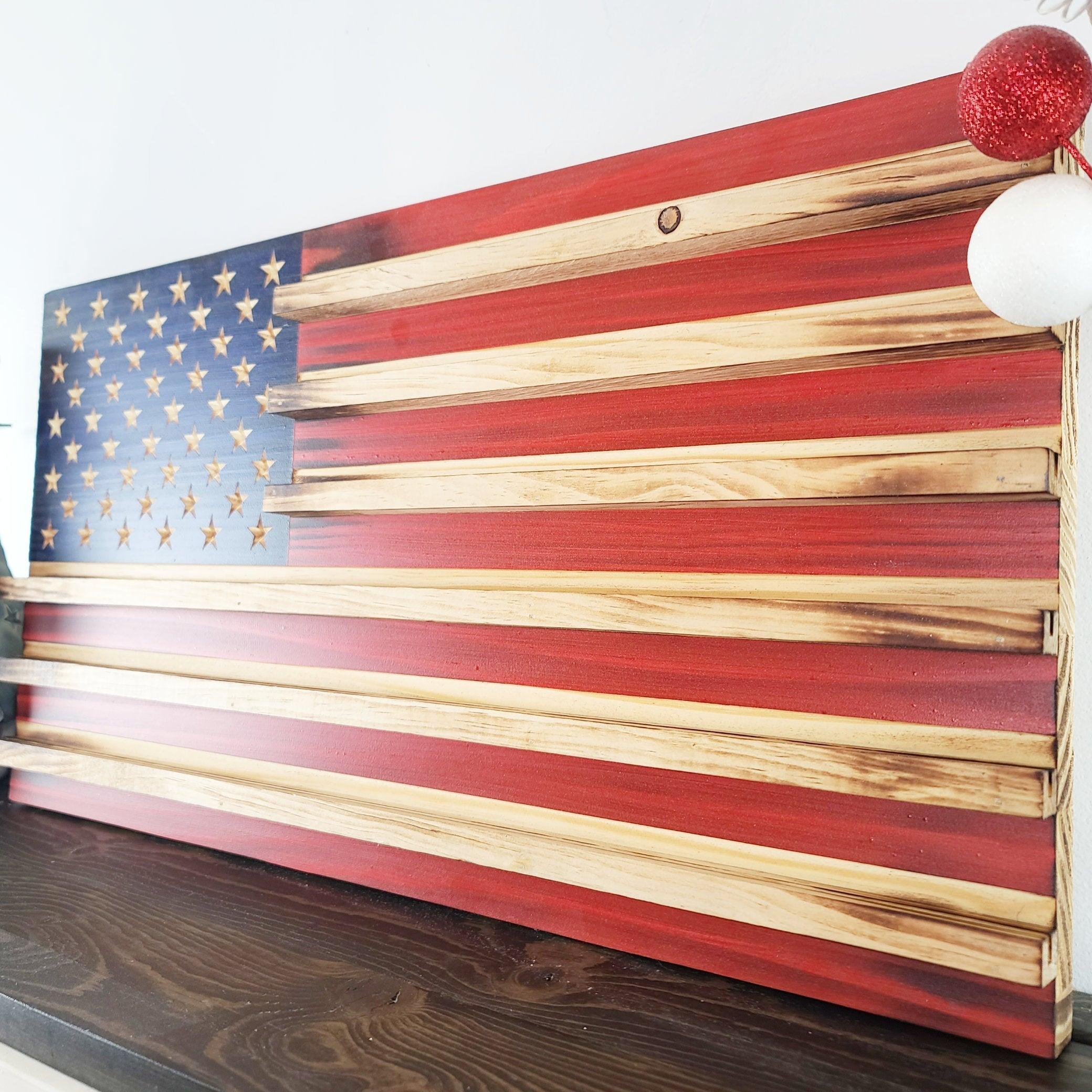 Wood Flag Challenge Coin Holder - Premium Wooden American Flag from Crater Goods - Just $129.99! Shop now at Crater Goods