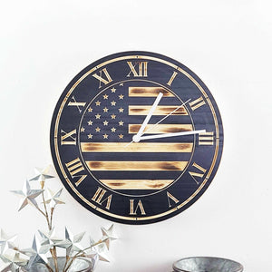 Wood Flag Wall Clock - Premium Wood Wall Clocks from Crater Goods - Just $66.99! Shop now at Crater Goods