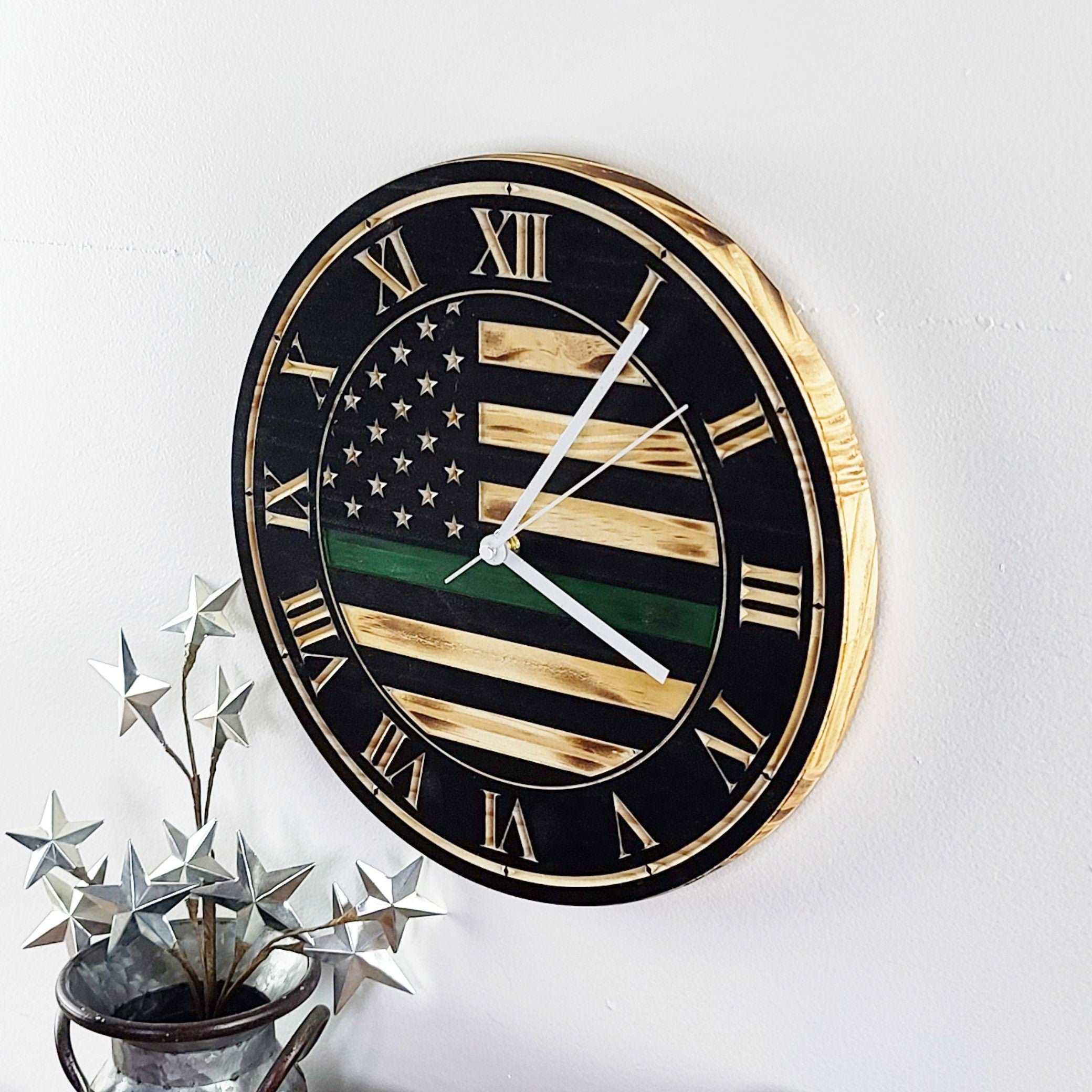 Wood Flag Wall Clock - Premium Wood Wall Clocks from Crater Goods - Just $66.99! Shop now at Crater Goods