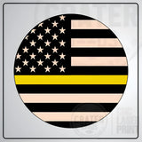 Wooden American Flag Challenge Coin Holder | SWCC001 - 13’’ x 24’’ / Thin Yellow Line - Carved Coin Holders