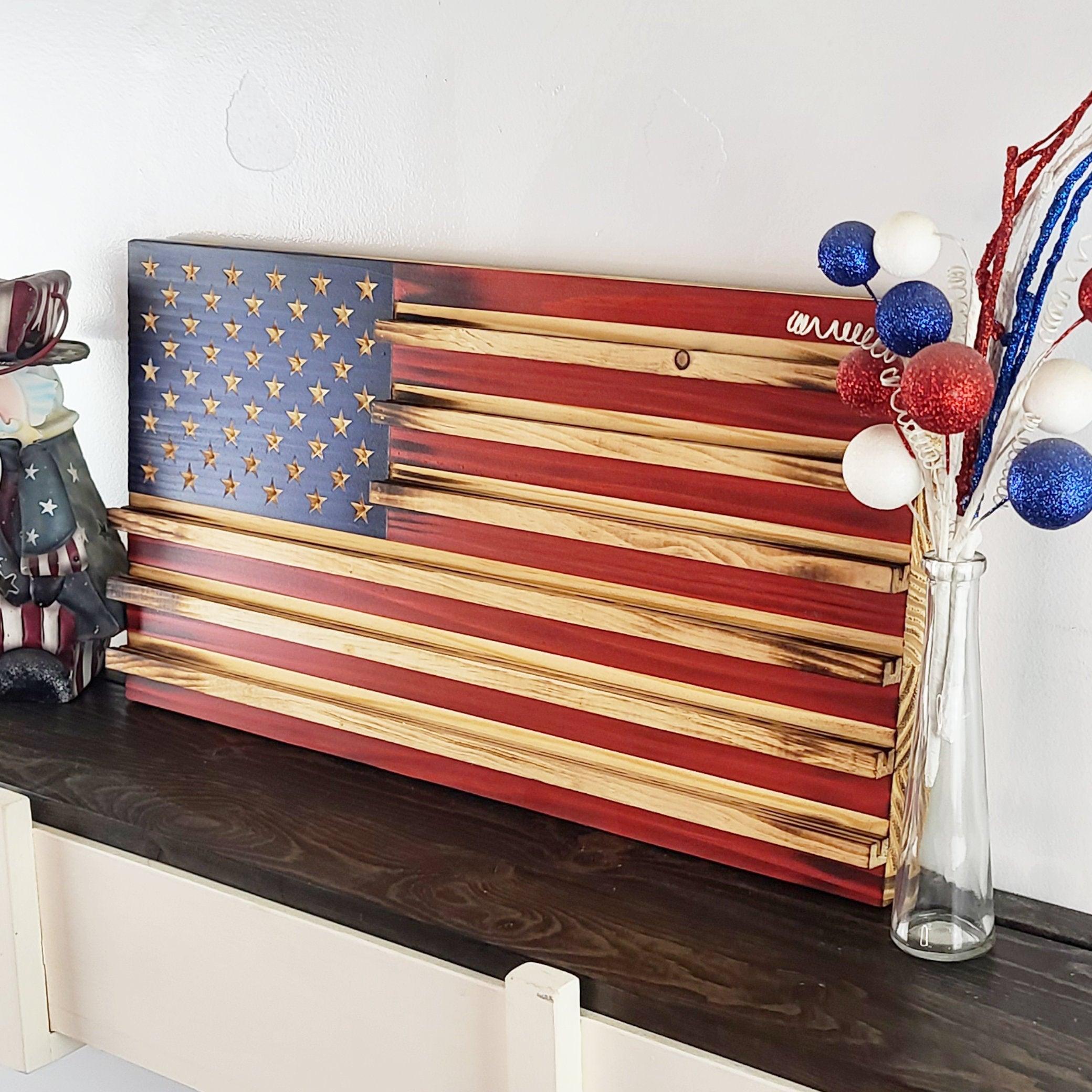 Wood Flag Challenge Coin Holder - Premium Wooden American Flag from Crater Goods - Just $129.99! Shop now at Crater Goods